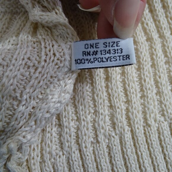 Lightweight Beige Open Knit Crochet Cardigan Sweater Women One Size Fits Most - Picture 4 of 9